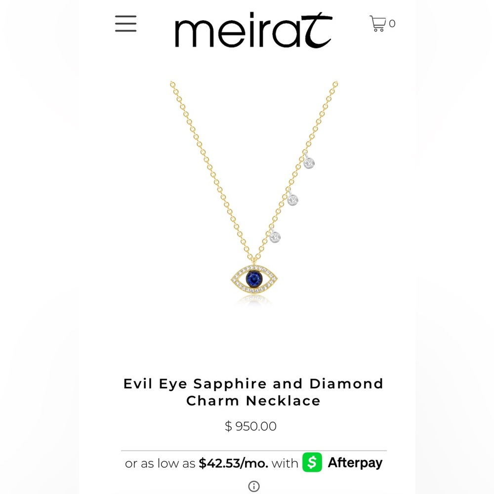Meira T Evil Eye Sapphire and Diamond Charm Necklace